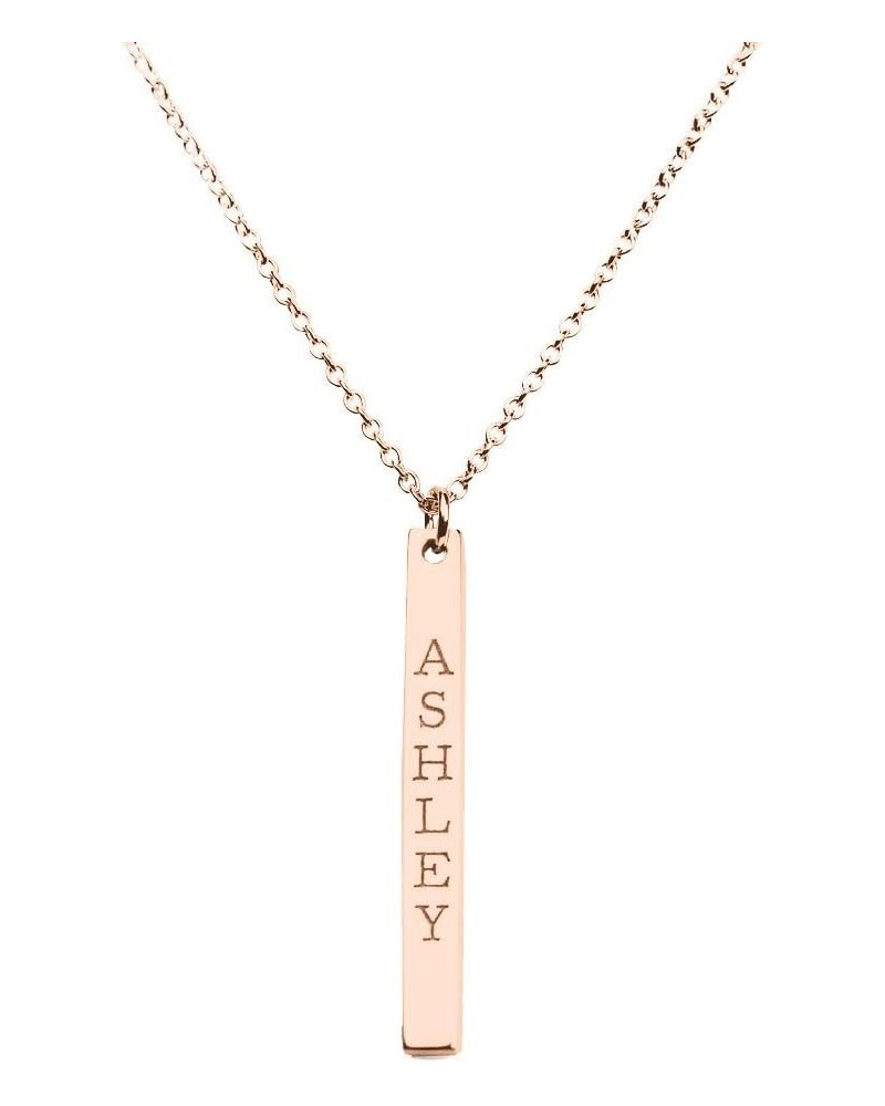 10K Engravable Vertical Bar Pendant by JEWLR 18.0 Inches Rose Gold $86.50 Necklaces