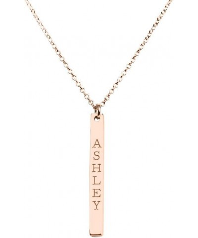 10K Engravable Vertical Bar Pendant by JEWLR 18.0 Inches Rose Gold $86.50 Necklaces