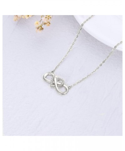 14K Solid Gold Heart Infinity Pendant Necklace for Women, Real Gold Love Jewelry Anniversary Birthday Gifts for Her, Wife, Mo...