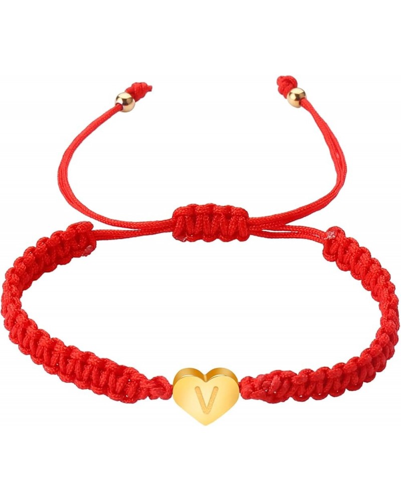 Heart Initial Red Bracelets 26 Letters Initial Charms Bracelet for Women Gifts Handmade Rope Braided Adjustable Jewelry for M...