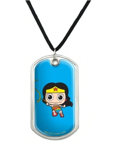 Wonder Woman Cute Chibi Golden Lasso Military Dog Tag Pendant Necklace with Cord $10.25 Necklaces