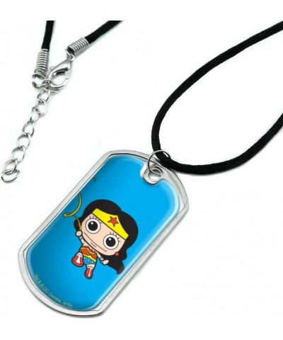 Wonder Woman Cute Chibi Golden Lasso Military Dog Tag Pendant Necklace with Cord $10.25 Necklaces