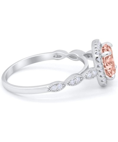 Halo Solitaire Accent Art Deco Engagement Ring 925 Sterling Silver Choose Color Simulated Morganite CZ $10.25 Rings