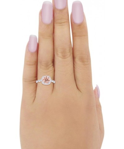 Halo Solitaire Accent Art Deco Engagement Ring 925 Sterling Silver Choose Color Simulated Morganite CZ $10.25 Rings