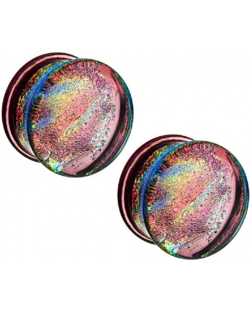 Purple Multicolor Sparkling Swirl Single Flared Glass Plugs, Sold as a Pair 10mm (00GA) $9.32 Body Jewelry