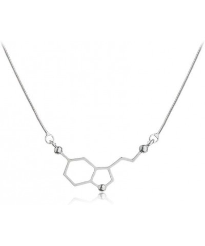 Silver Plated Hollow Biochemistry Molecule Serotonin Pendant Necklace silver $8.48 Necklaces