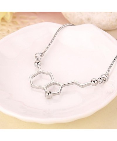 Silver Plated Hollow Biochemistry Molecule Serotonin Pendant Necklace silver $8.48 Necklaces