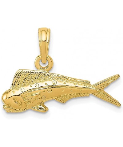 14k Yellow Gold Mahi Fish Necklace Charm Pendant Sea Life Mahimahi Fine Jewelry For Women Gifts For Her $86.43 Pendants