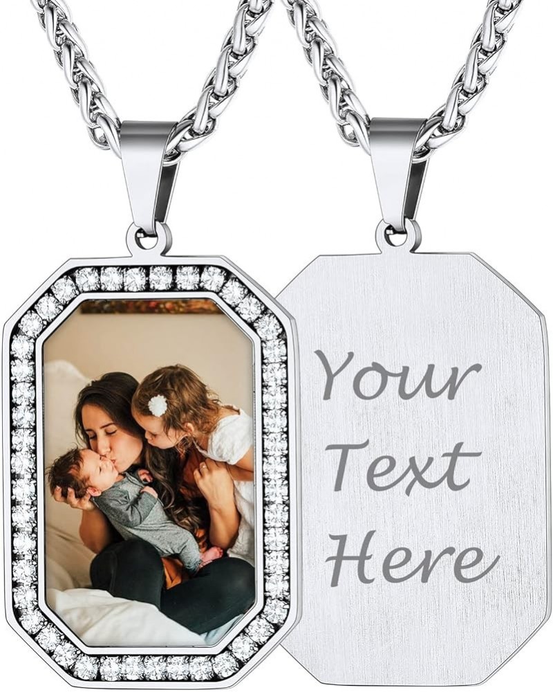 Picture Necklace Personalized Photo Customized Heart Dog Tag Pendant with Pictures Custom Hip Hop Jewelry Memorial Chain for ...