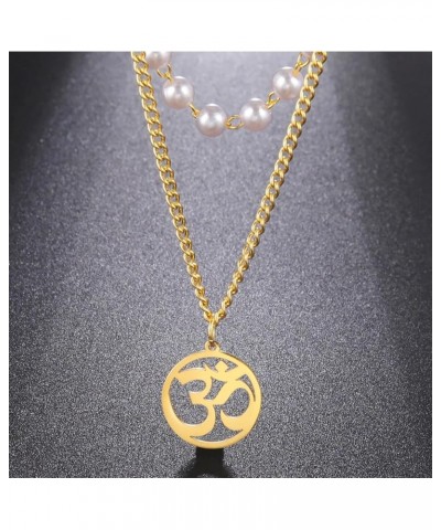 Necklace For Women- Aum Om Ohm Sanskrit Symbol Round Pendant Beaded Double Layer Chain Charm Necklace,Hinduism Yoga Sanskrit ...