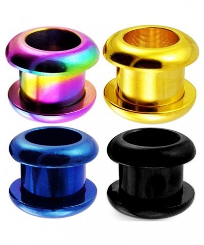 316L Surgical Steel anodized steel flesh tunnel screw fit ear plugs gauge ears piercing 8g (3mm) to 1 3/16 inch (30mm) 4g - 5...