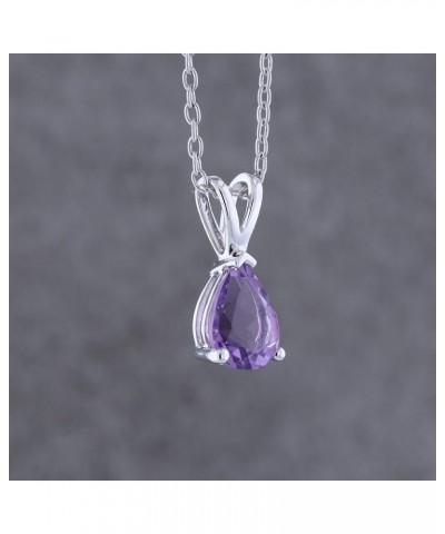 10K 8x6 mm Pear Cut Ladies Solitaire Teardrop Pendant (Silver Chain Included), White Gold Amethyst $40.44 Necklaces