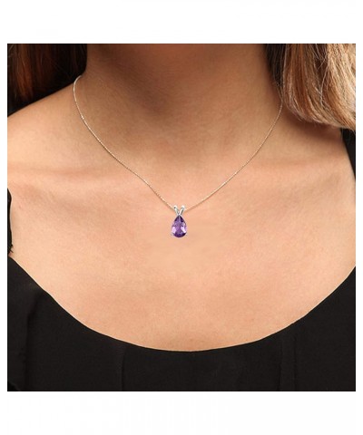 10K 8x6 mm Pear Cut Ladies Solitaire Teardrop Pendant (Silver Chain Included), White Gold Amethyst $40.44 Necklaces