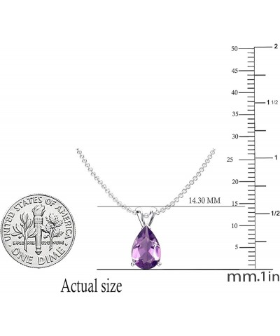 10K 8x6 mm Pear Cut Ladies Solitaire Teardrop Pendant (Silver Chain Included), White Gold Amethyst $40.44 Necklaces