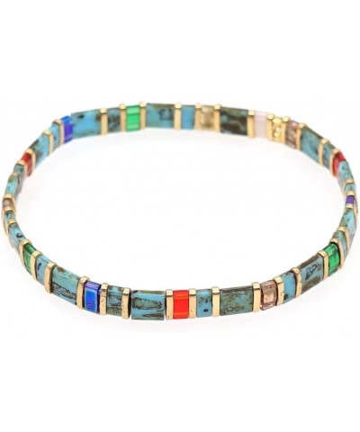 Tile Bracelet Multicolor Bohemian Style Japan Miyuki bead Elastic Bracelet for Women Girls 091C $9.98 Bracelets