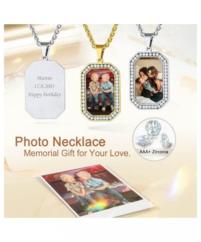 Picture Necklace Personalized Photo Customized Heart Dog Tag Pendant with Pictures Custom Hip Hop Jewelry Memorial Chain for ...