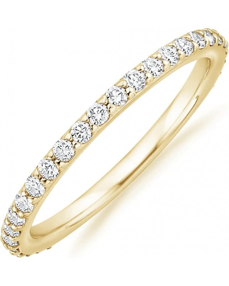 14K Gold Plated Cubic Zirconia Diamond Stackable Eternity Bands for Women 7 Yellow Gold $12.48 Rings