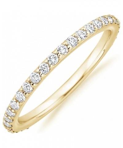 14K Gold Plated Cubic Zirconia Diamond Stackable Eternity Bands for Women 7 Yellow Gold $12.48 Rings