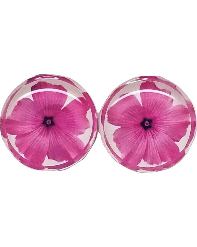 Pink Hibiscus Flower - Clear Acrylic Ear Plugs - Clear Double Flared Gauges - 6 Sizes - Pair - New! 0 Gauge (8mm) $10.59 Body...