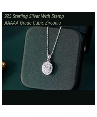 Vintage Necklaces for Women Trendy 925 Sterling Silver Statement Pendant Necklace Oval Cut $17.00 Necklaces