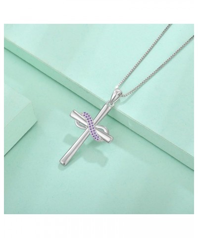 Infinity Cross Pendant Necklace for Women 925 Sterling Silver Birthstone Crucifix Jewelry 02-Amethyst-Feb $29.40 Necklaces