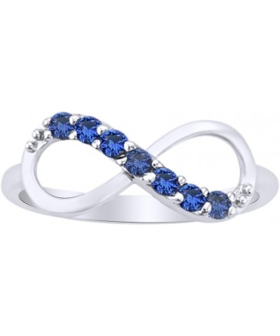 Simulated Blue Sapphire Infinity Ring in 14k Gold Over Sterling Silver white-gold-plated-silver $40.41 Rings