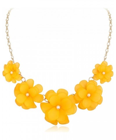 Flower Collar Necklace, Floral Flower Statement Summer Beach Chokers Necklaces for Women Girls Dark Yellow $14.99 Necklaces