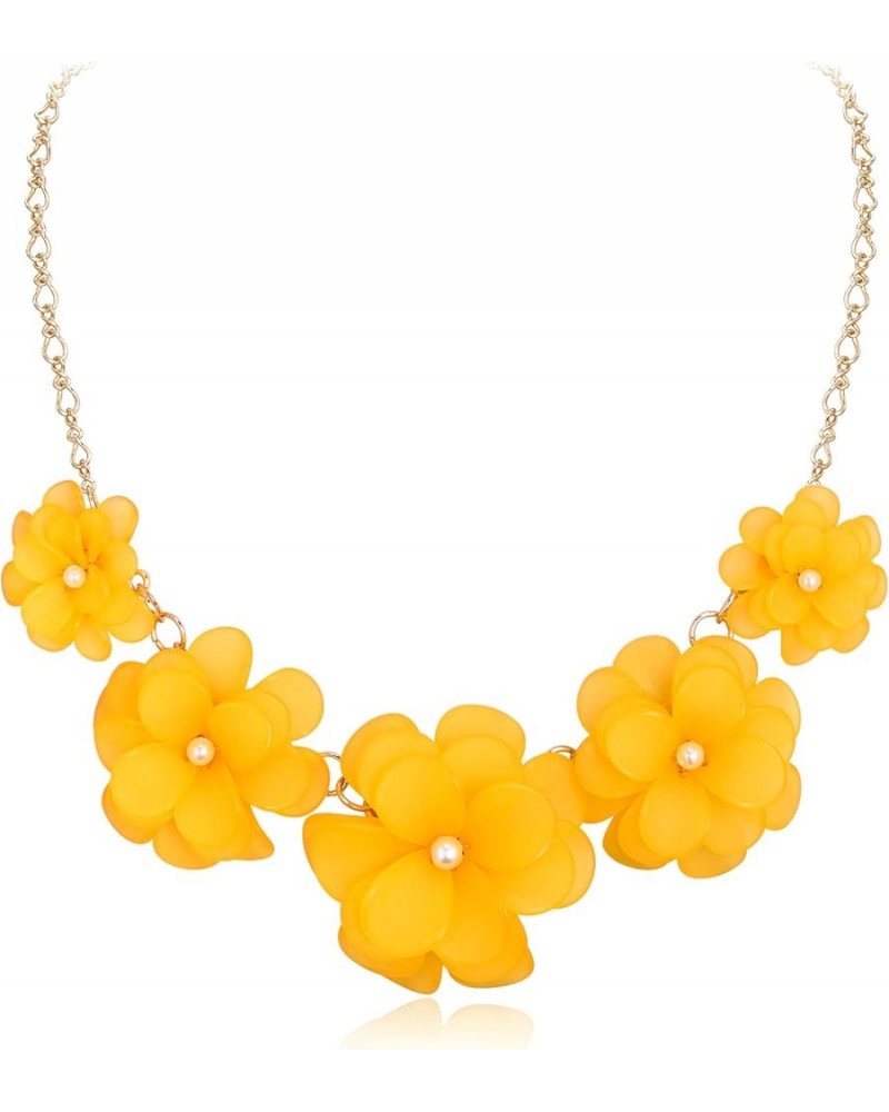 Flower Collar Necklace, Floral Flower Statement Summer Beach Chokers Necklaces for Women Girls Dark Yellow $14.99 Necklaces