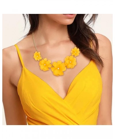 Flower Collar Necklace, Floral Flower Statement Summer Beach Chokers Necklaces for Women Girls Dark Yellow $14.99 Necklaces