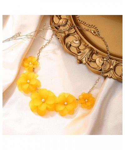 Flower Collar Necklace, Floral Flower Statement Summer Beach Chokers Necklaces for Women Girls Dark Yellow $14.99 Necklaces