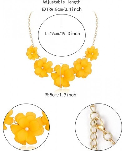 Flower Collar Necklace, Floral Flower Statement Summer Beach Chokers Necklaces for Women Girls Dark Yellow $14.99 Necklaces