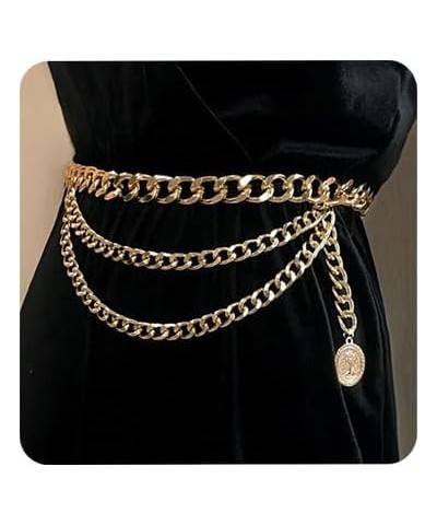 Bohemain Metal Layered Body Chain Belly Chain Belt with Coin Charm Pendant Chunky Wallet Chain Punk Waist Chain for Women and...