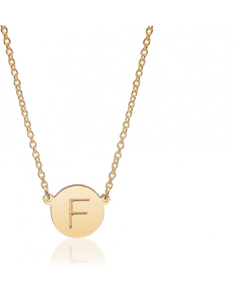 ROUND DISK INITIAL Necklace Gold : F $19.46 Necklaces