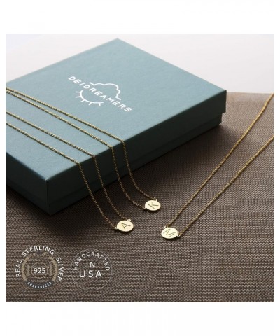 ROUND DISK INITIAL Necklace Gold : F $19.46 Necklaces