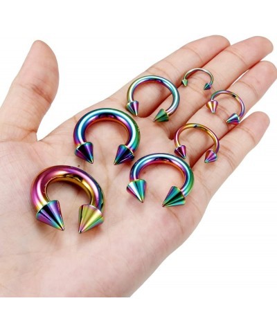 0G 2G 4G 6G 8G 12G 14G 16G Septum Stretching Kit Surgical Steel Horseshoe Gauges Piercing Kit for Women Men Mix Size-Colorful...