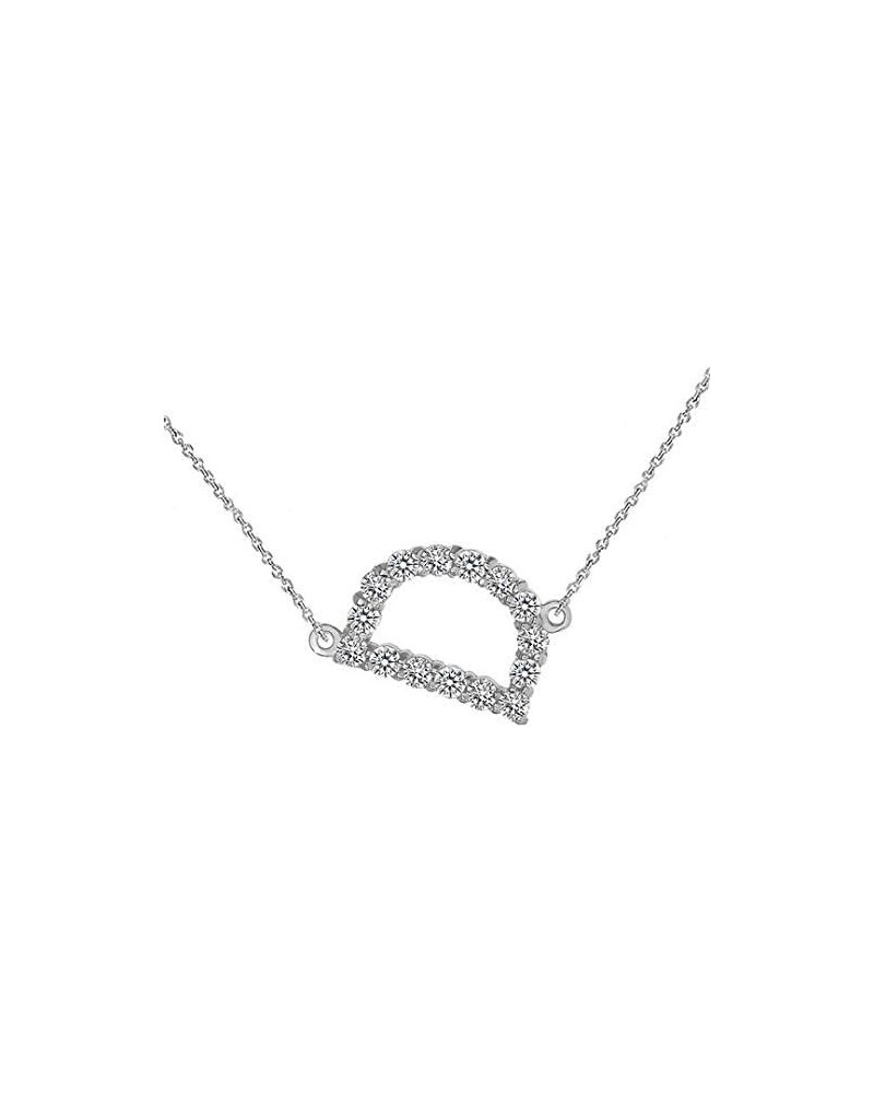 Solid 14k White Gold CZ Personalized Alphabet A-Z Initial Sideways Letter Necklace 20.0 Inches D $63.55 Necklaces