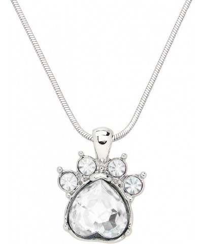 Crystal Paw Birthstone Pendant Necklace 17 Inch Snake Chain Gift Box Included 04-April $7.00 Necklaces