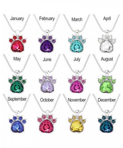 Crystal Paw Birthstone Pendant Necklace 17 Inch Snake Chain Gift Box Included 04-April $7.00 Necklaces