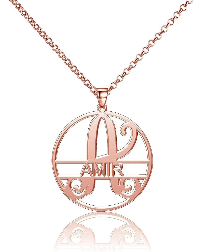 Amir Necklace Initial Necklace Rose Gold Block Letter Monogram Pendant Amir (Rose Gold) 14"-18" Chain $13.93 Necklaces