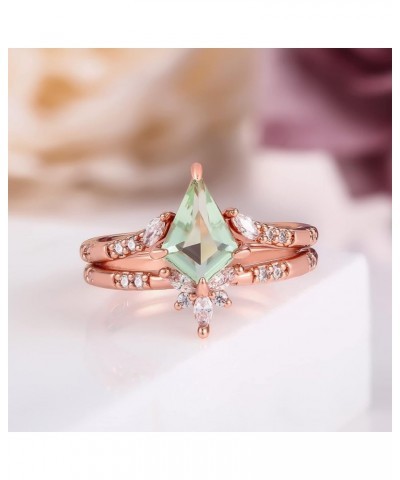 Crystal Engagement Rings Gemstone Wedding Rings Gold Plated Wedding Band Bridal Ring Set for Women 7 Green $12.72 Bracelets