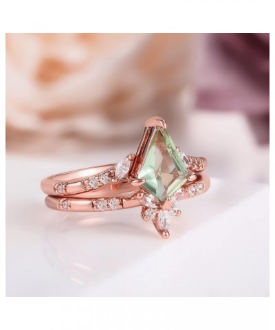 Crystal Engagement Rings Gemstone Wedding Rings Gold Plated Wedding Band Bridal Ring Set for Women 7 Green $12.72 Bracelets