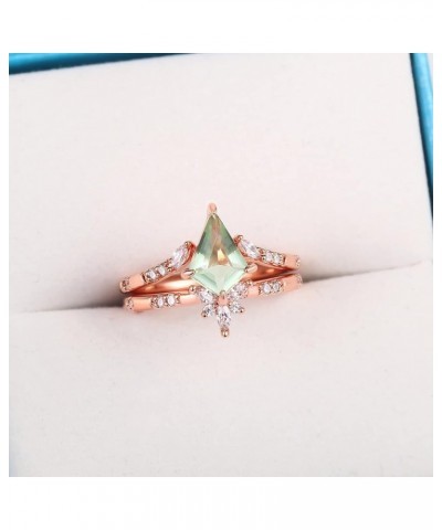 Crystal Engagement Rings Gemstone Wedding Rings Gold Plated Wedding Band Bridal Ring Set for Women 7 Green $12.72 Bracelets