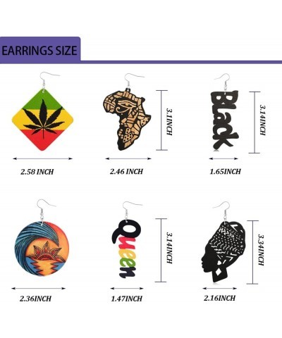 20 Pairs African Earrings for Women Wooden Black Lives Matter Earrings African Map Round Painted Wooden Earrings Statement Et...