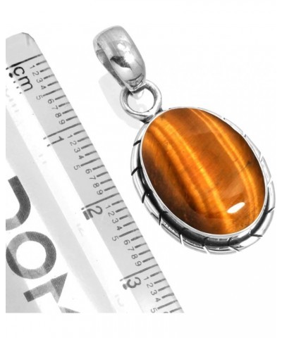 925 Sterling Silver Handmade Pendant for Women 12x16 Oval Gemstone Boho Silver Jewelry for Gift (99559_P) Tiger Eye $16.06 Pe...