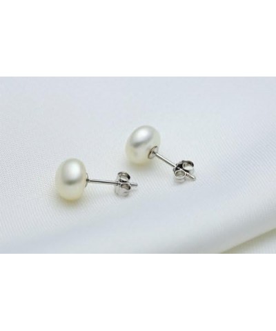 Sterling Silver AAAA 3-13mm White Pearl Studs Earrings for Women 3-4mm $7.79 Earrings