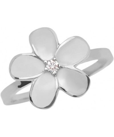 Plumeria Flower Ring Diamond Band in 14k White Gold $112.75 Rings