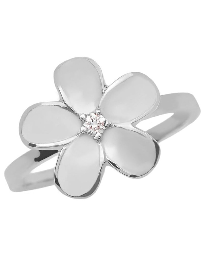 Plumeria Flower Ring Diamond Band in 14k White Gold $112.75 Rings