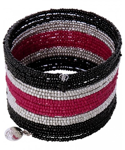 Multilayer Seed Beads Stretch Bracelets Tiny Beaded Stackable Strand Bangle for Women Girls Black Silver Plum $9.50 Bracelets