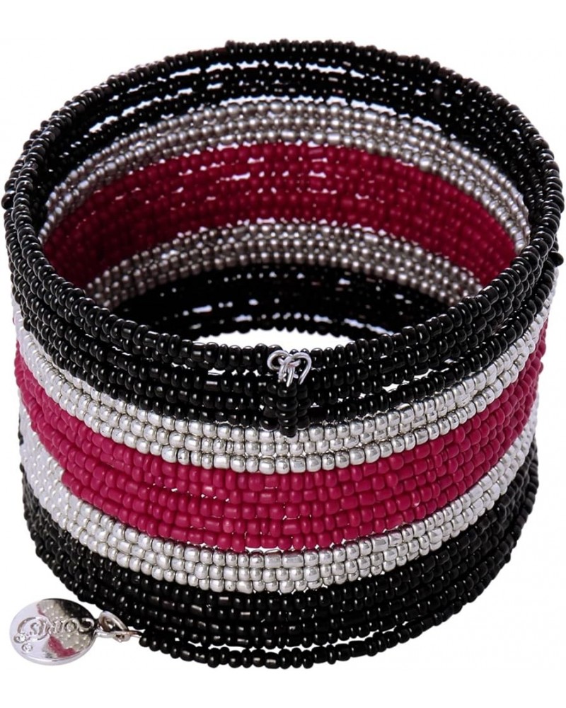 Multilayer Seed Beads Stretch Bracelets Tiny Beaded Stackable Strand Bangle for Women Girls Black Silver Plum $9.50 Bracelets