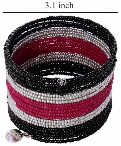 Multilayer Seed Beads Stretch Bracelets Tiny Beaded Stackable Strand Bangle for Women Girls Black Silver Plum $9.50 Bracelets